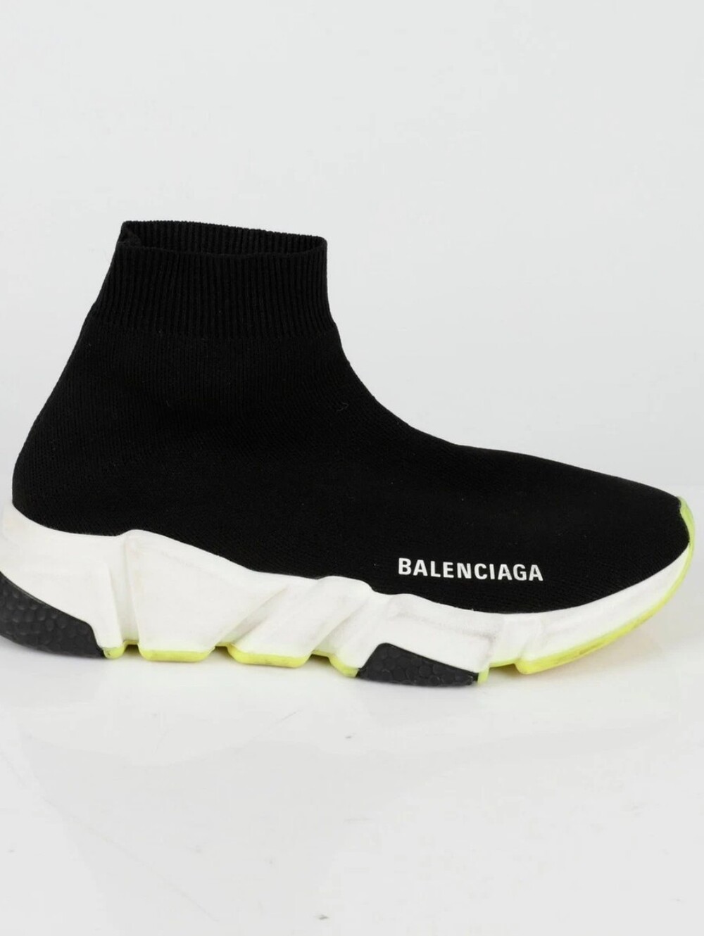Balenciaga Speed Runner Black Knit Sock Sneakers with Neon Green Outsole 7